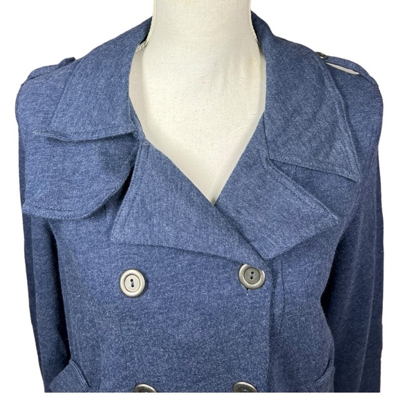 Tresics Double Breasted Button Up Sweatshirt Pointed Collar Long Sleeve Blue L - Picture 4 of 11